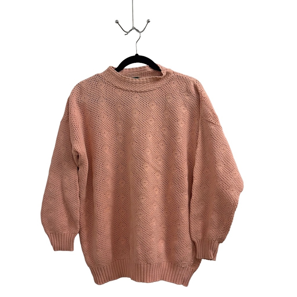 Willowridge vintage pink‎ crochet mock neck sweater